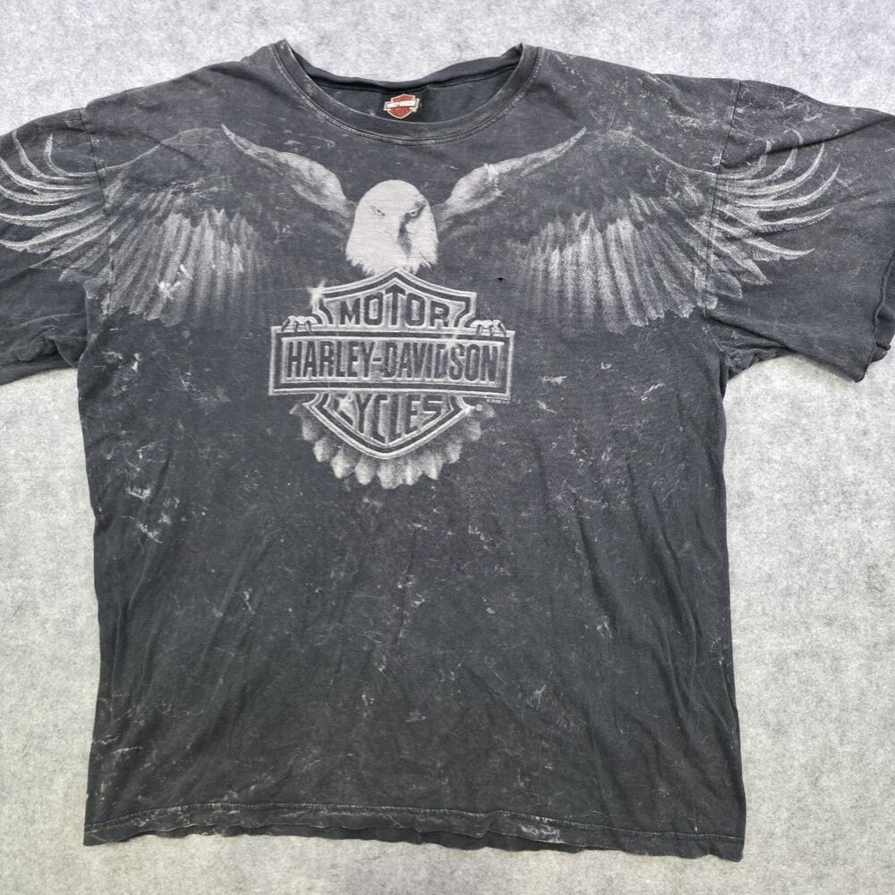 VTG Y2K Harley Davidson Motorcycles Shirt Mens XL Black Eagle Wings Graphic USA - Picture 3 of 14